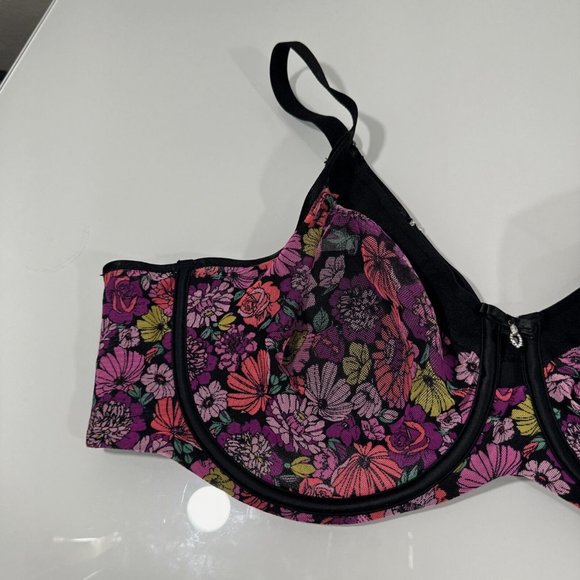 NWT $40 Curvy Couture [ 46C ] Full Figure Mesh Underwire Bra‎ Retro Roses - Picture 4 of 15